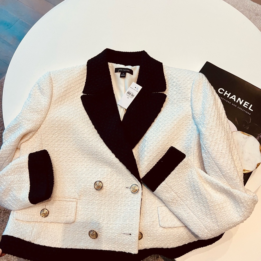 Women's Black and White Tweed Jacket